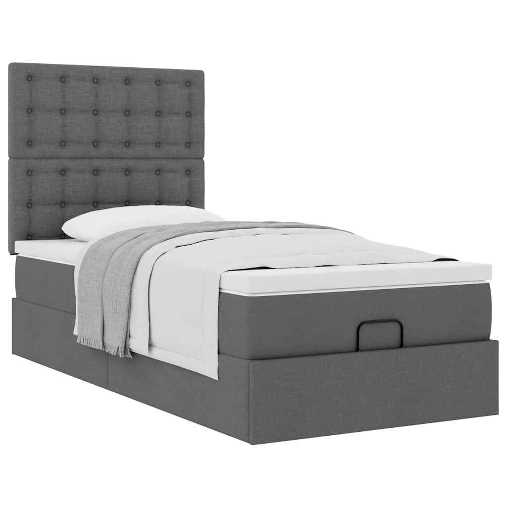 vidaXL Estructura cama otomana colchón tela gris oscuro