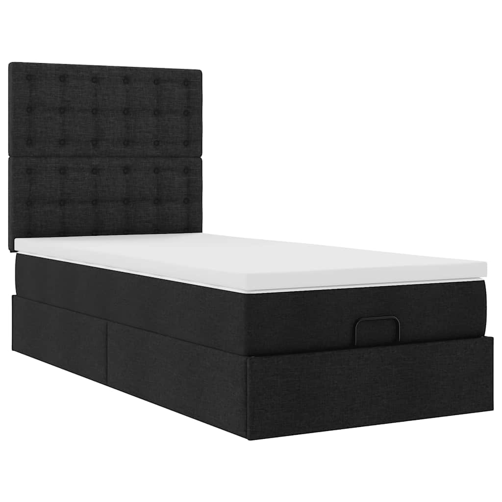 vidaXL Estructura de cama otomana colchón tela negro 100x200cm