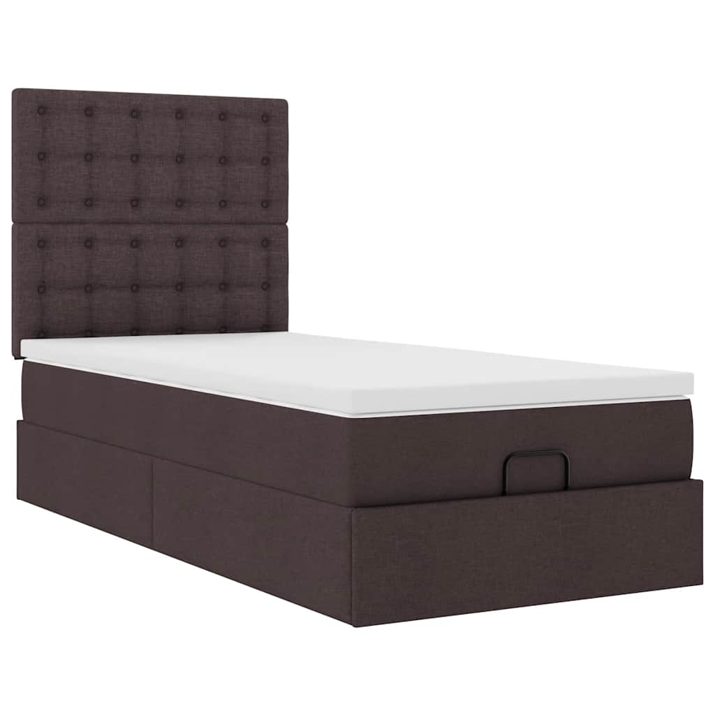 vidaXL Estructura de cama otomana colchón tela marrón oscuro 100x200cm