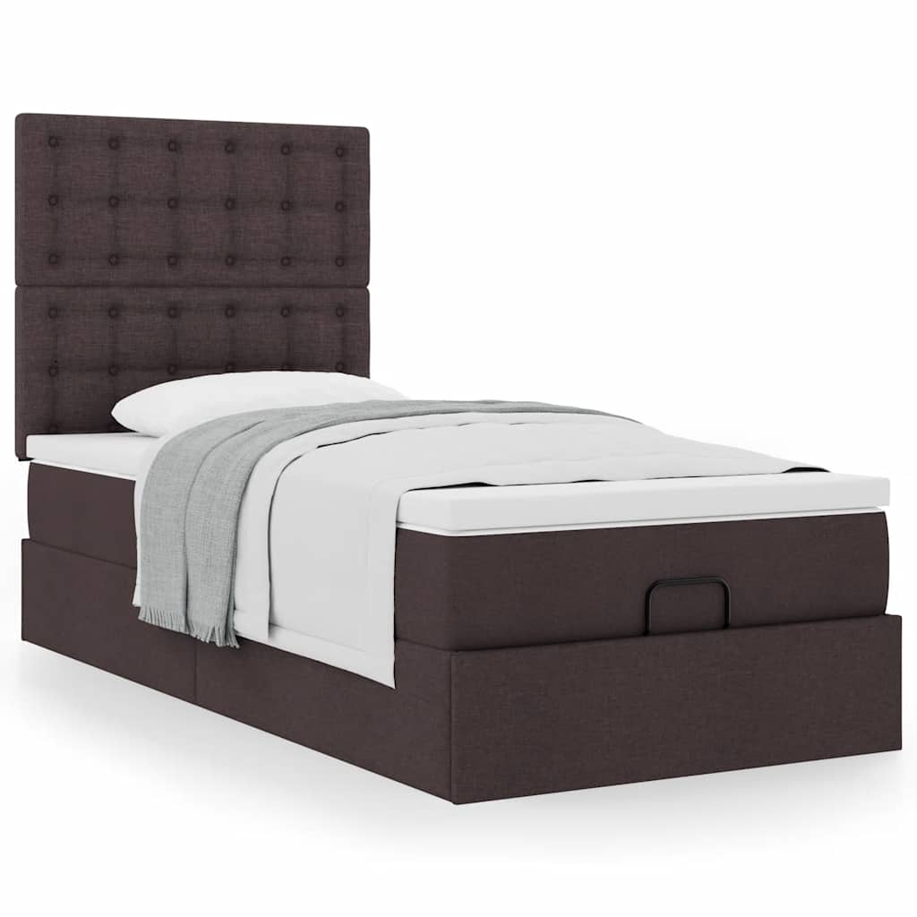 vidaXL Estructura de cama otomana colchón tela marrón oscuro 100x200cm