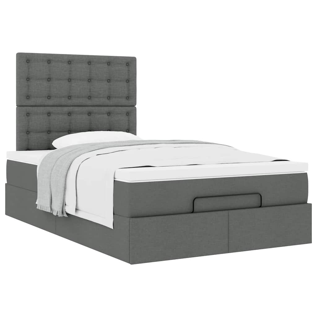 vidaXL Estructura de cama otomana colchón tela gris oscuro