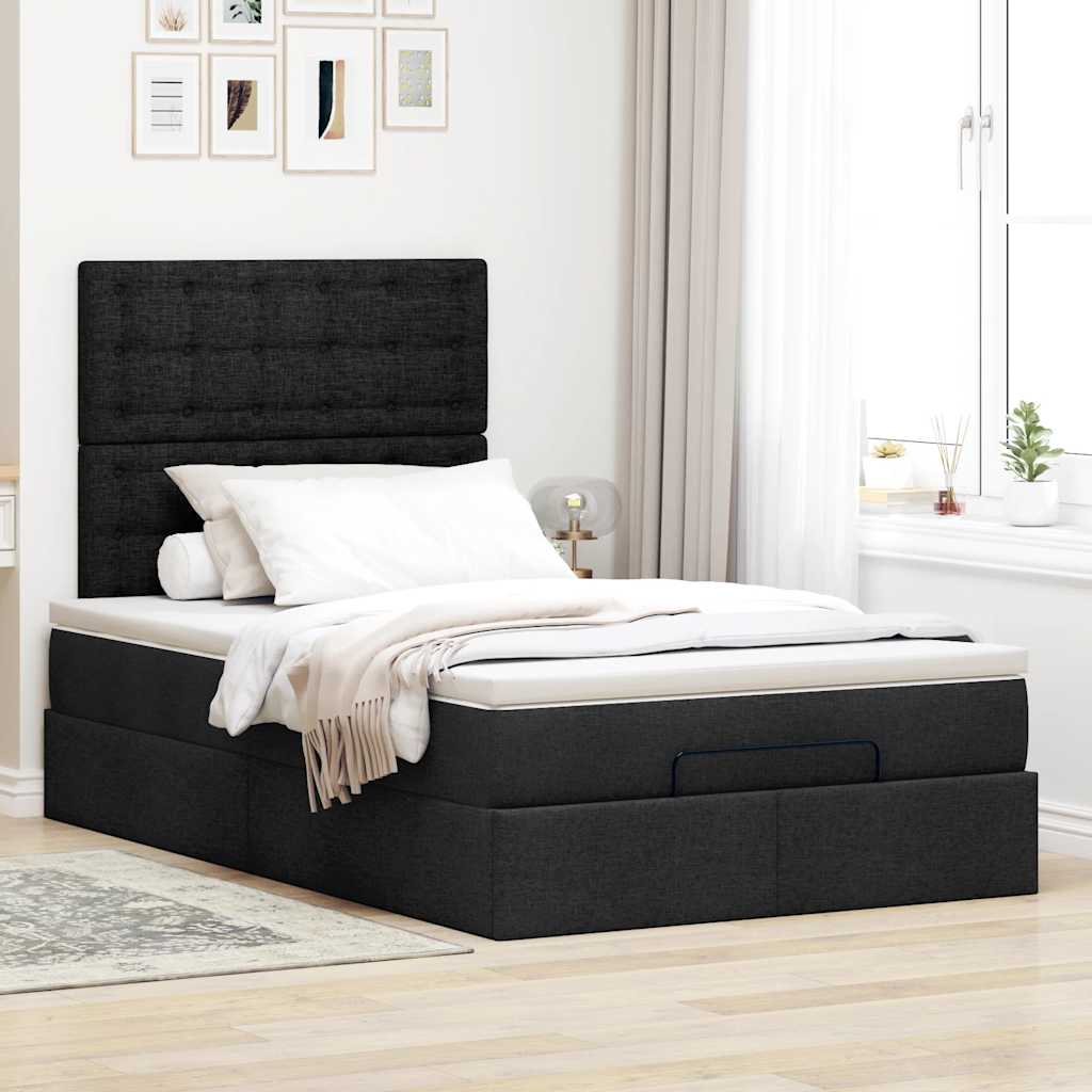 vidaXL Estructura de cama otomana colchón tela negro