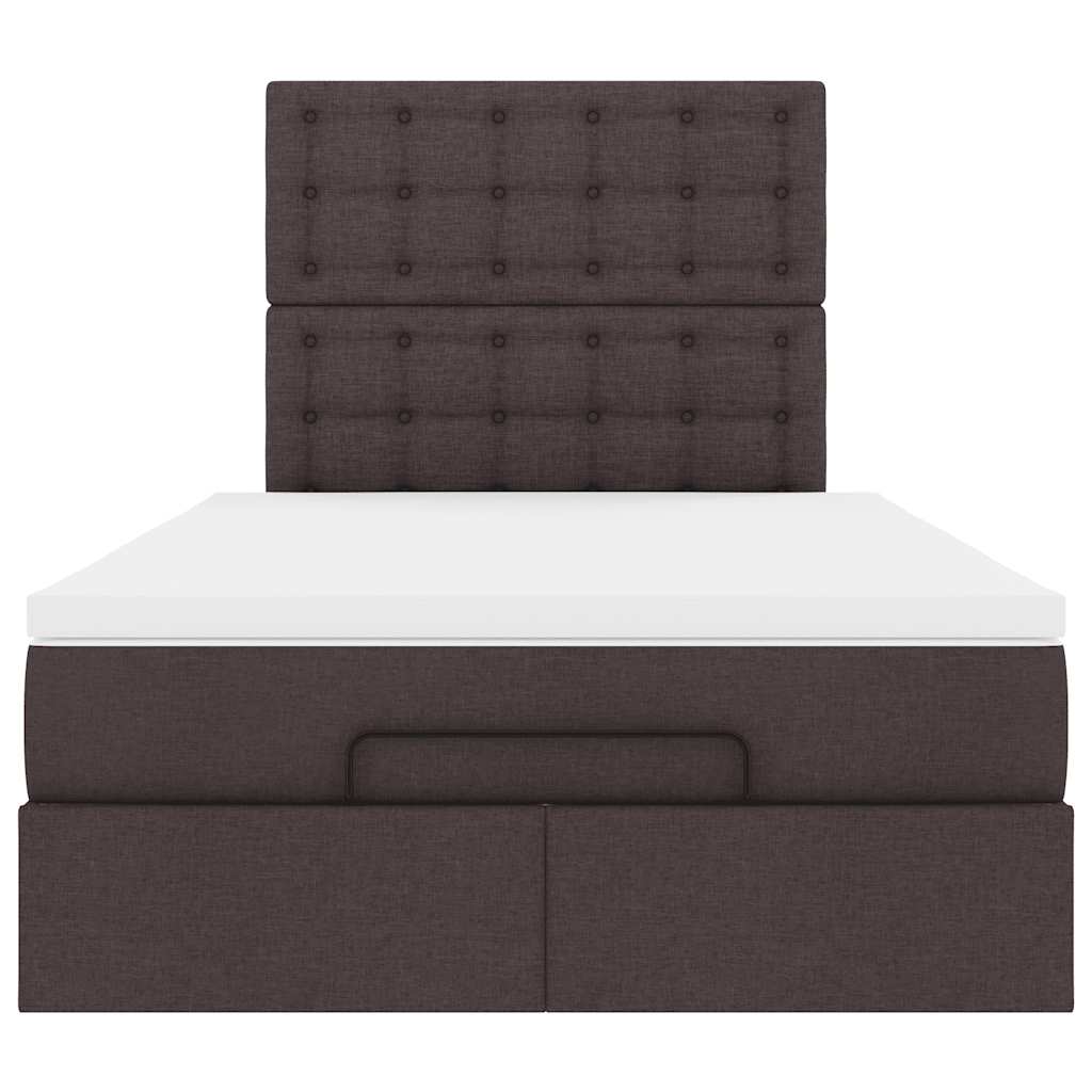 vidaXL Estructura de cama otomana colchón tela marrón oscuro 120x190cm