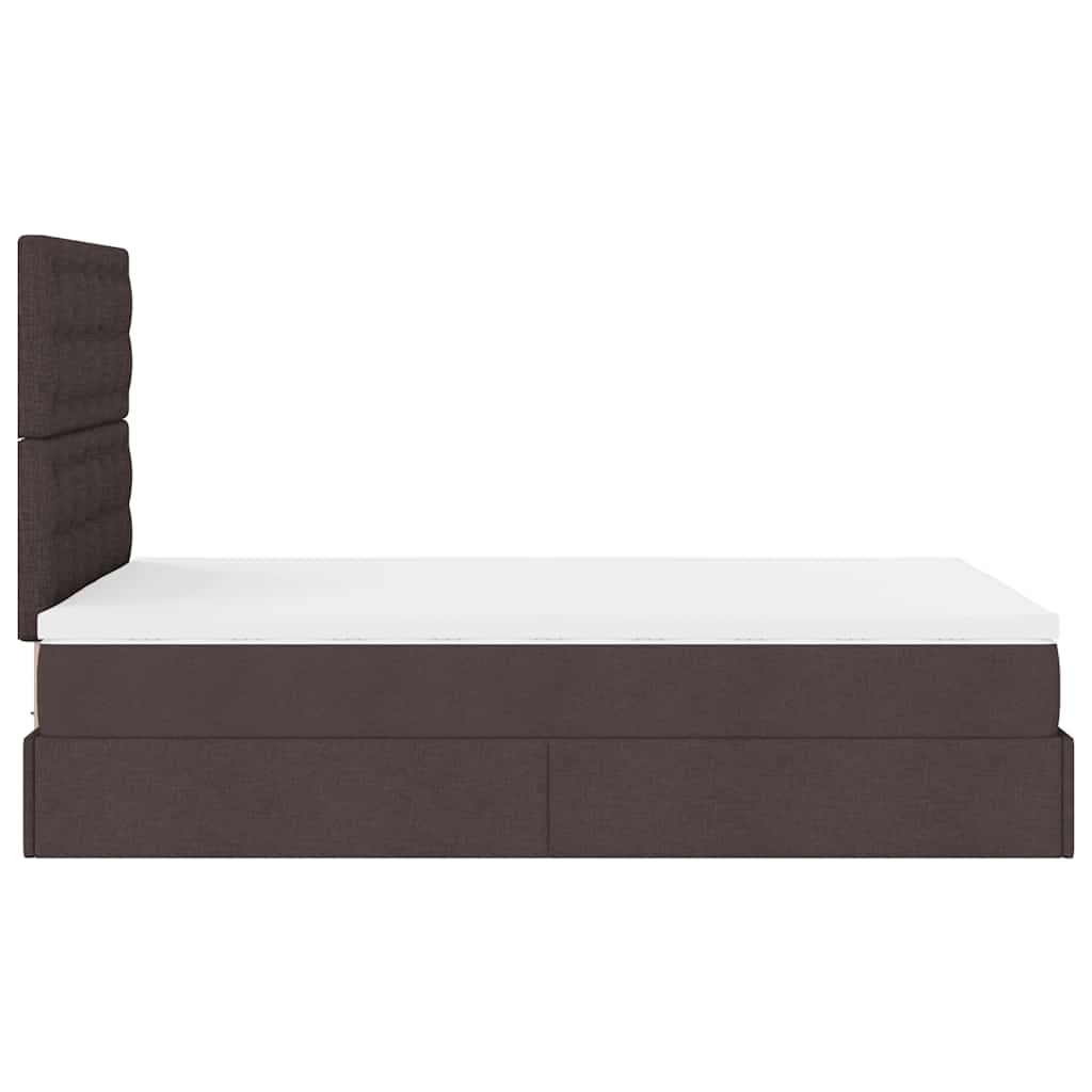 vidaXL Estructura de cama otomana colchón tela marrón oscuro 120x190cm