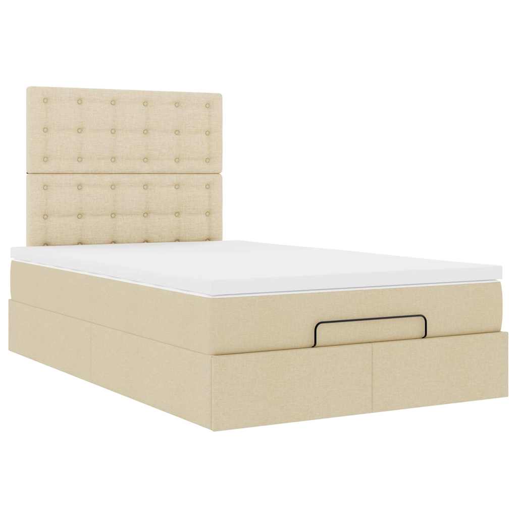 vidaXL Estructura de cama otomana colchón tela crema 120x190 cm