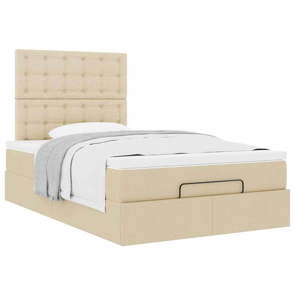 vidaXL Estructura de cama otomana colchón tela crema 120x190 cm