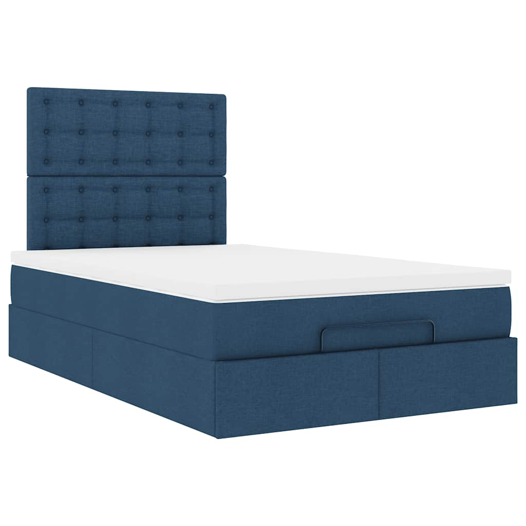 vidaXL Estructura de cama otomana colchón tela azul 120x190 cm