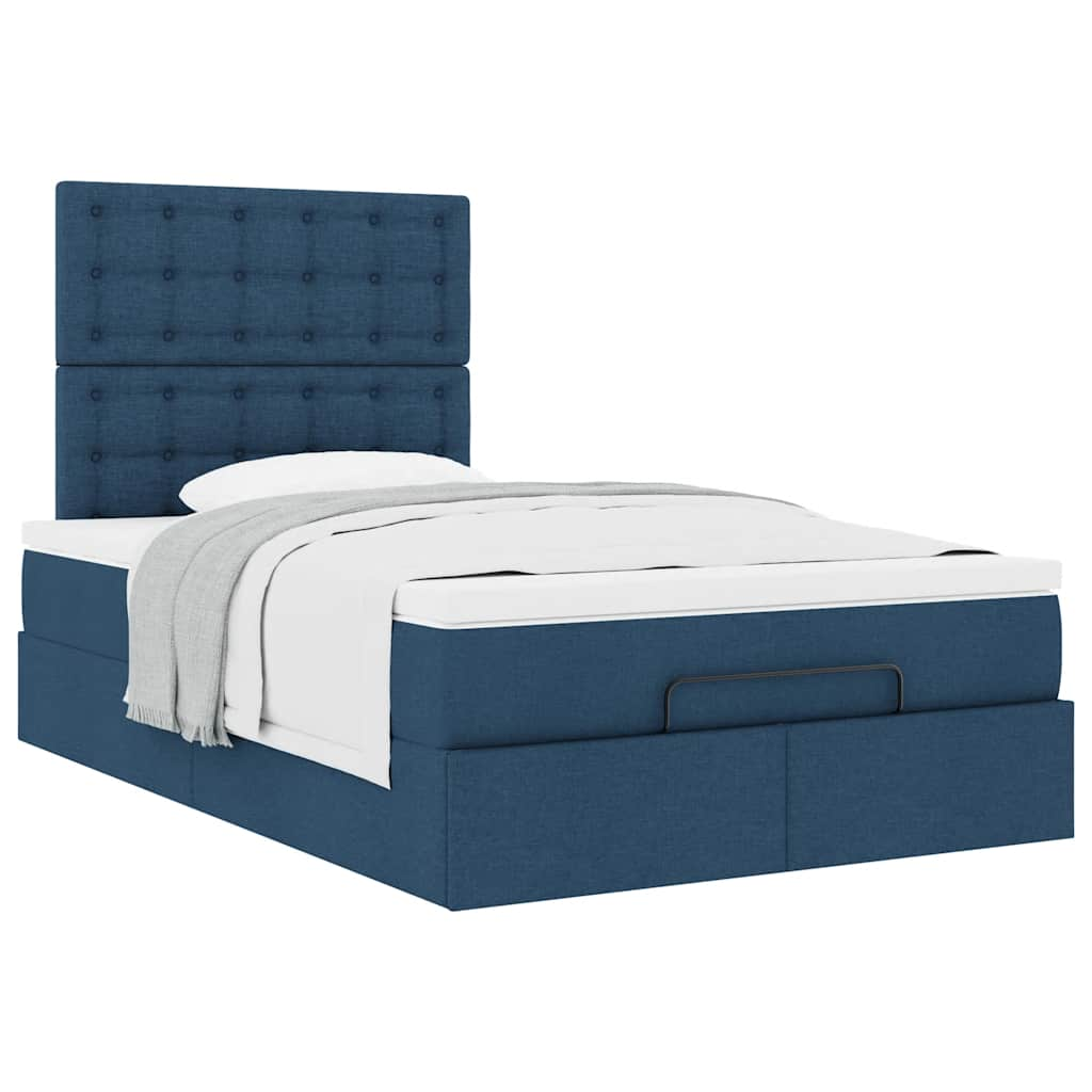 vidaXL Estructura de cama otomana colchón tela azul 120x190 cm