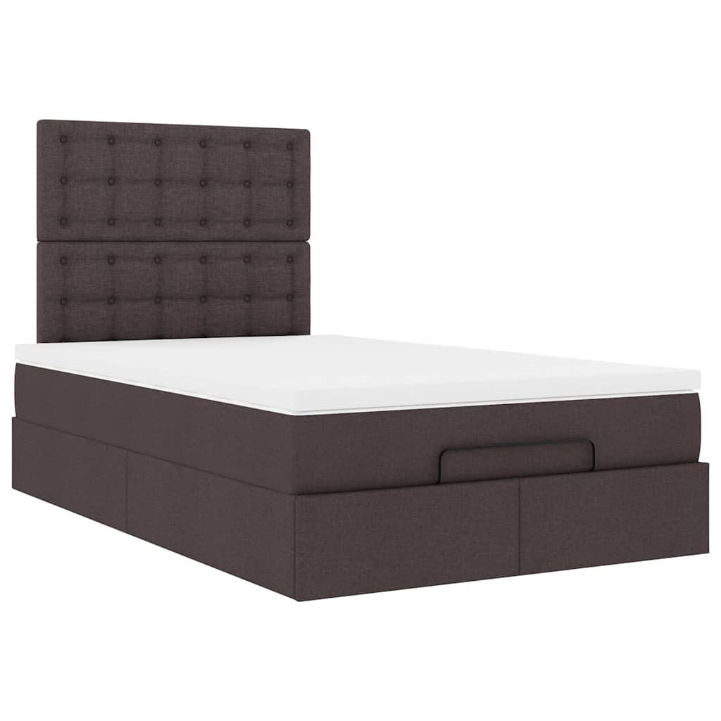 vidaXL Estructura cama otomana colchón tela marrón oscuro 120x200cm