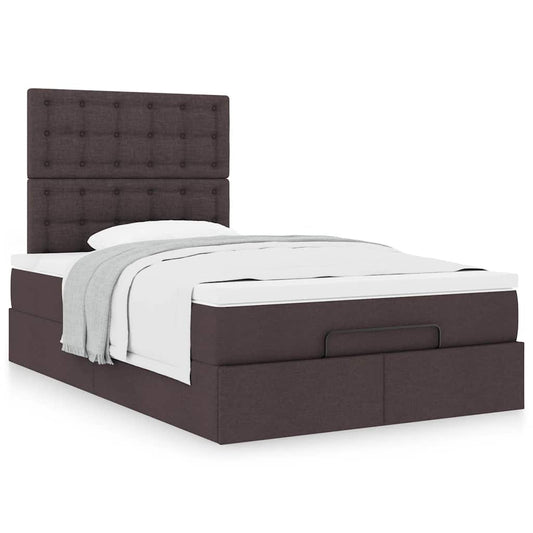 vidaXL Estructura cama otomana colchón tela marrón oscuro 120x200cm