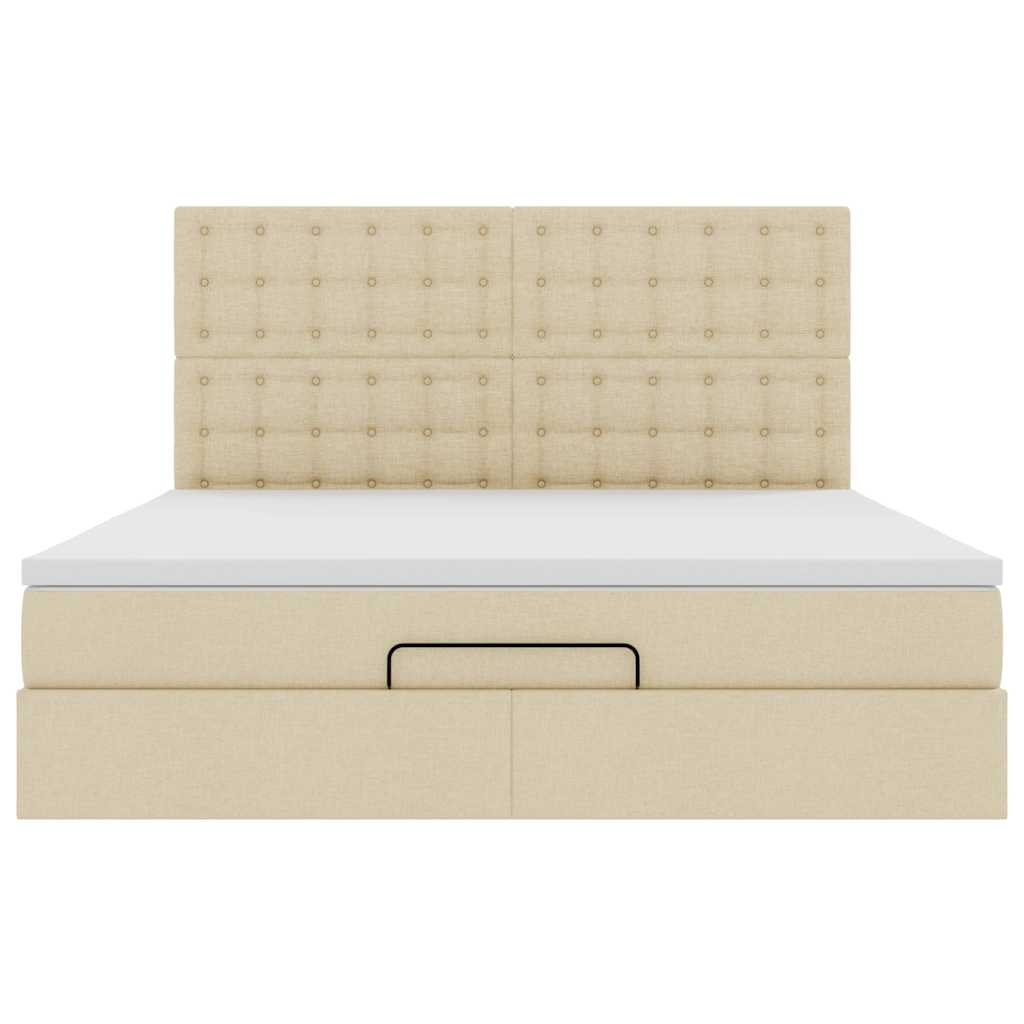 vidaXL Estructura de cama otomana con colchón tela crema 160x200cm