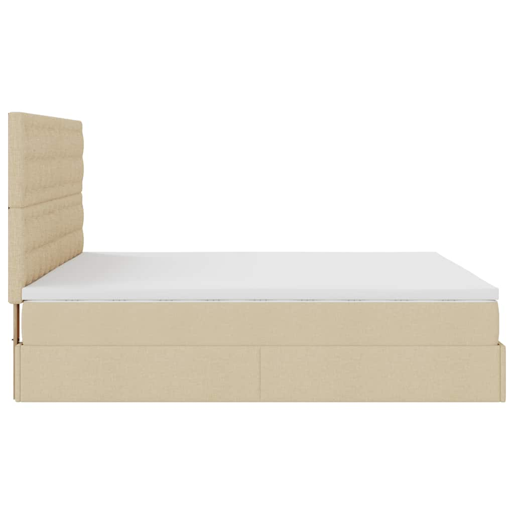 vidaXL Estructura de cama otomana con colchón tela crema 160x200cm