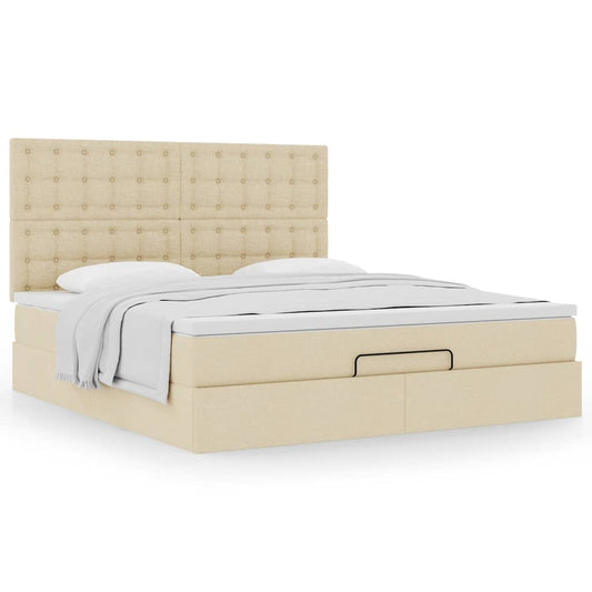 vidaXL Estructura de cama otomana con colchón tela crema 160x200cm