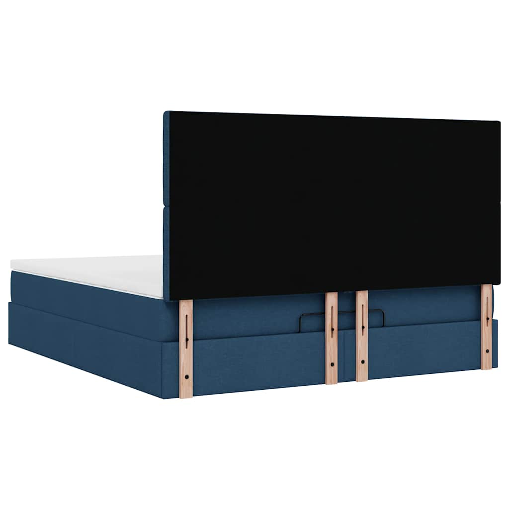 vidaXL Estructura de cama otomana con colchón tela azul 160x200 cm