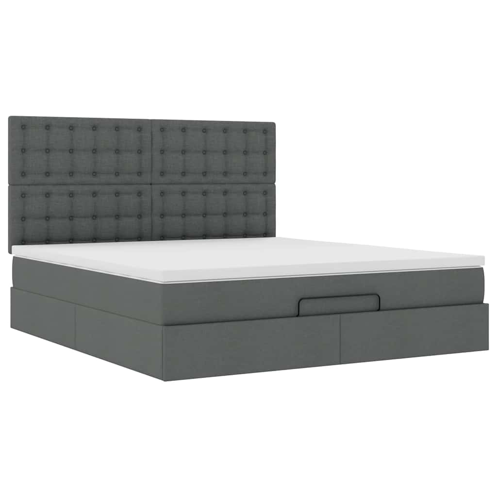 vidaXL Estructura cama otomana colchón tela gris oscuro 180x200cm