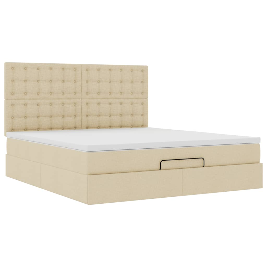 vidaXL Estructura de cama otomana con colchón tela crema 180x200cm