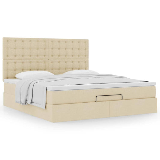 vidaXL Estructura de cama otomana con colchón tela crema 180x200cm