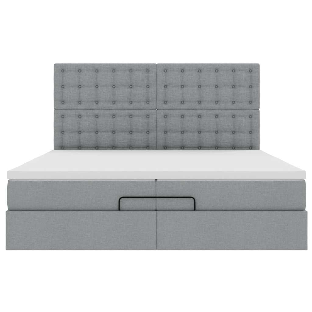 vidaXL Estructura de cama otomana colchones tela gris claro 200x200cm