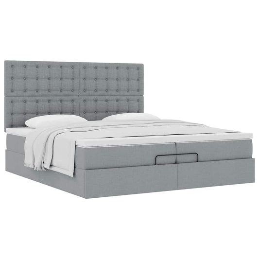 vidaXL Estructura de cama otomana colchones tela gris claro 200x200cm