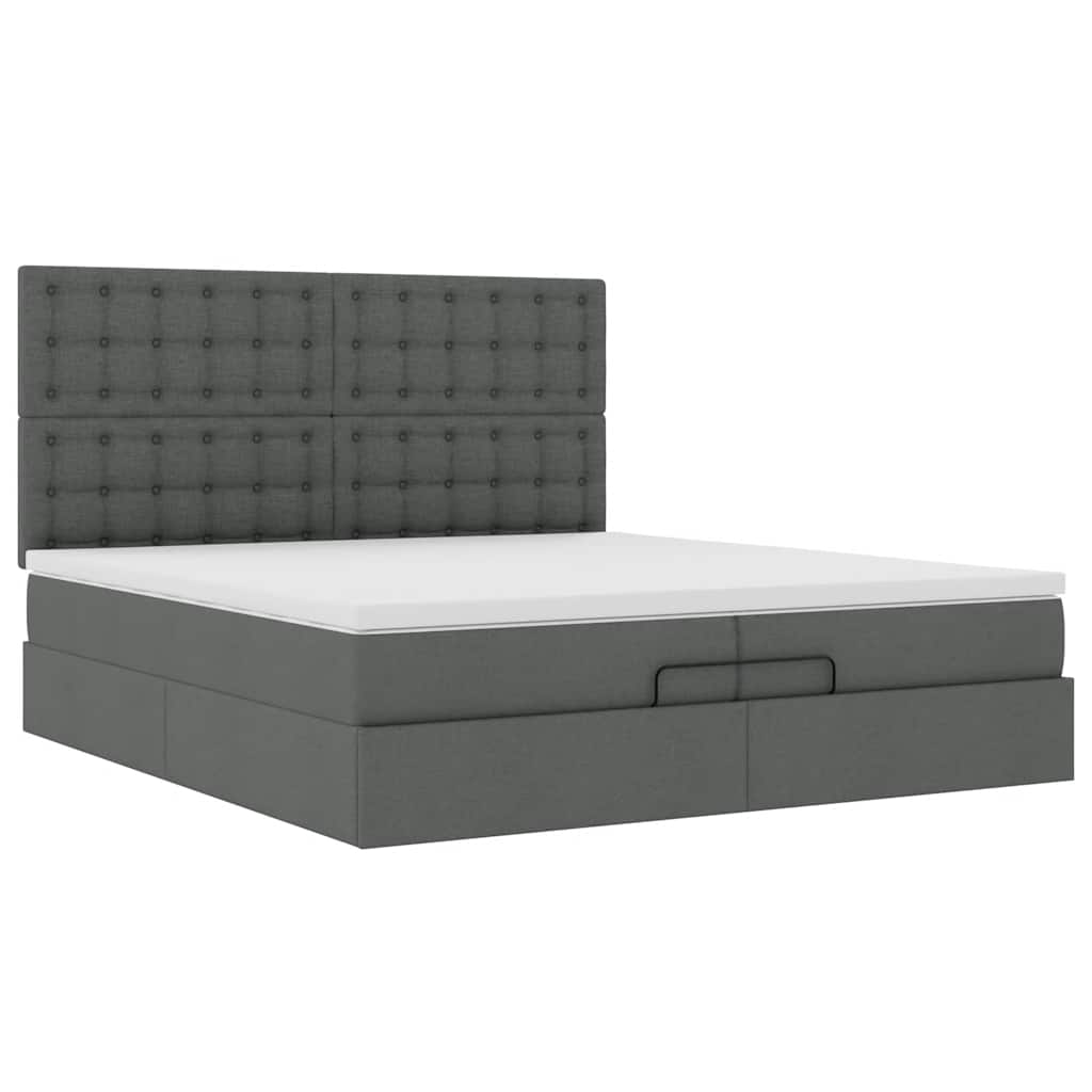 vidaXL Estructura cama otomana colchones tela gris oscuro 200x200cm