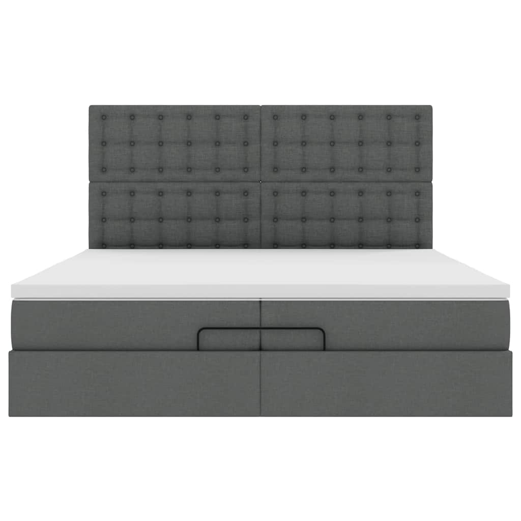 vidaXL Estructura cama otomana colchones tela gris oscuro 200x200cm