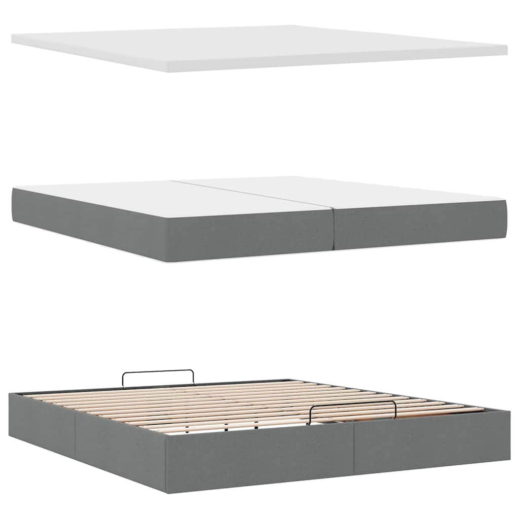 vidaXL Estructura cama otomana colchones tela gris oscuro 200x200cm