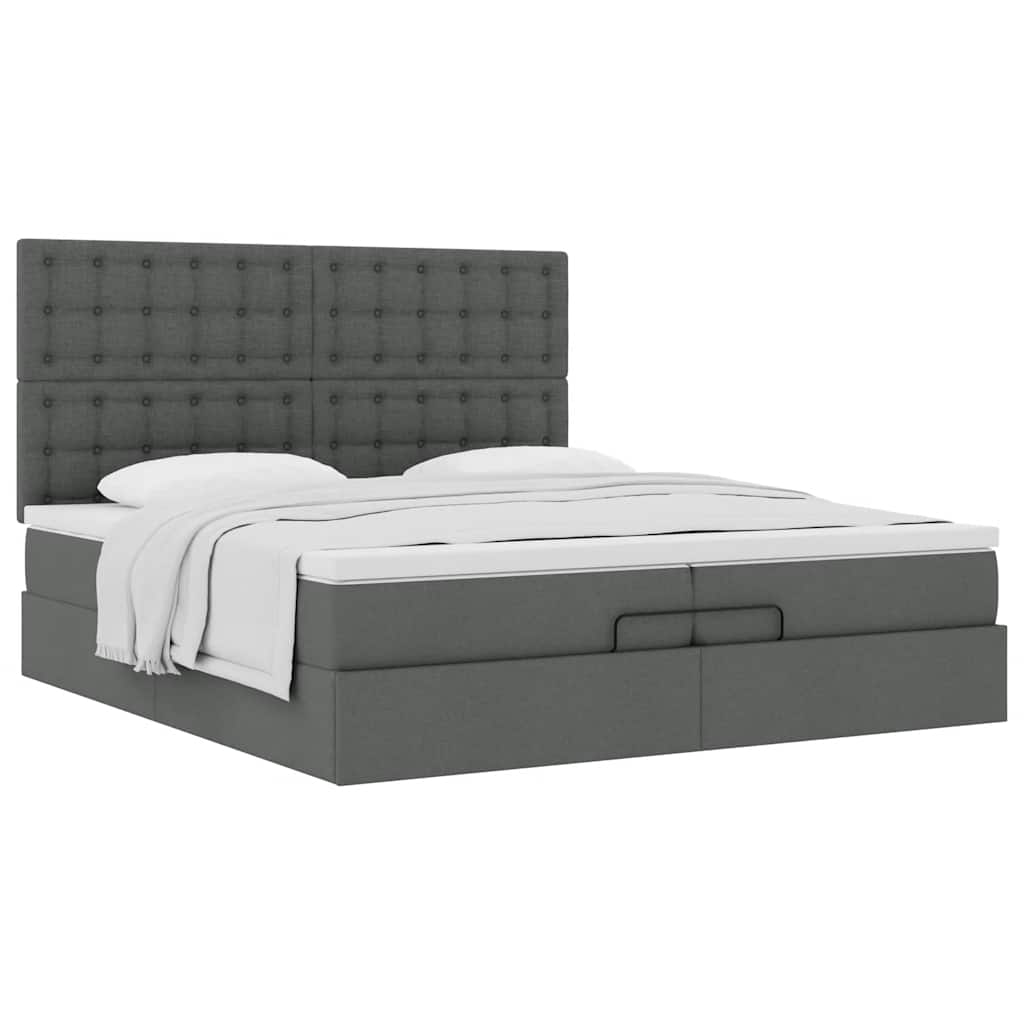 vidaXL Estructura cama otomana colchones tela gris oscuro 200x200cm