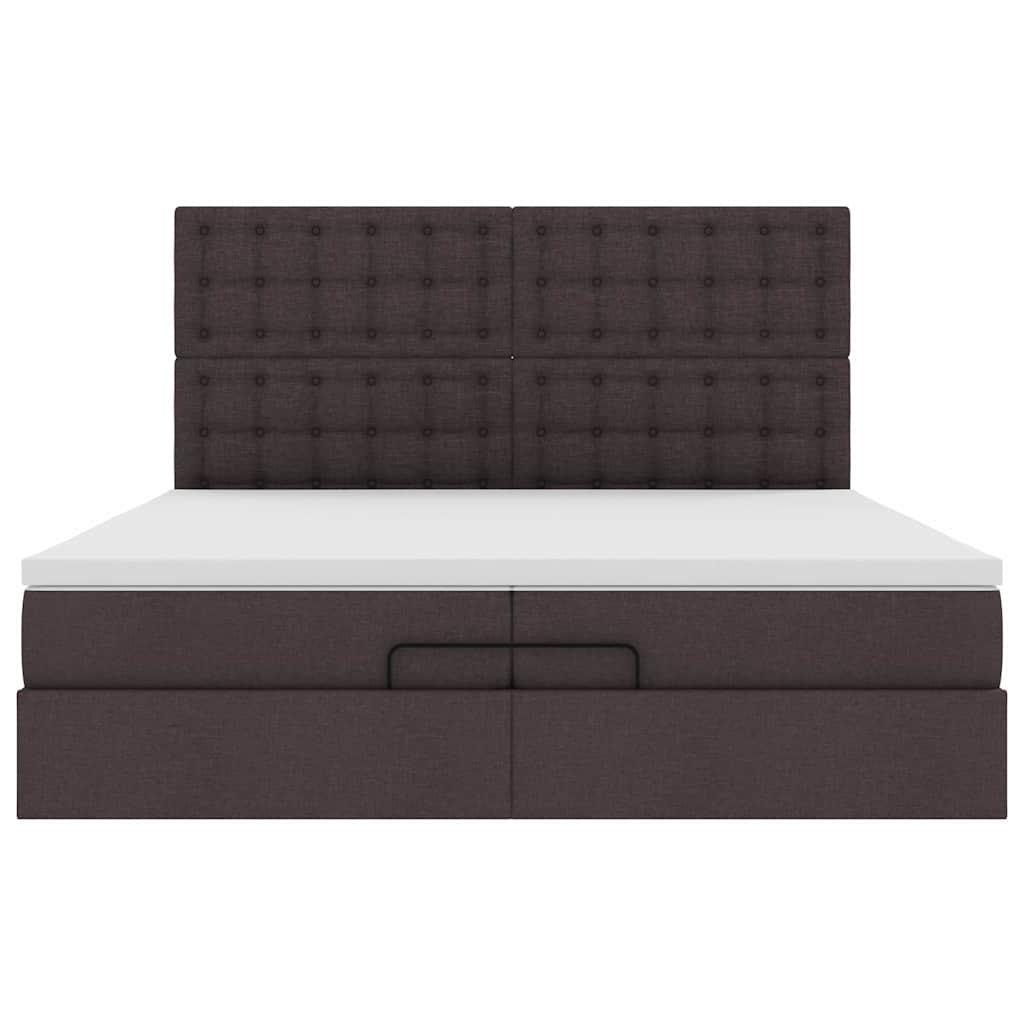 vidaXL Estructura cama otomana colchones tela marrón oscuro 200x200cm