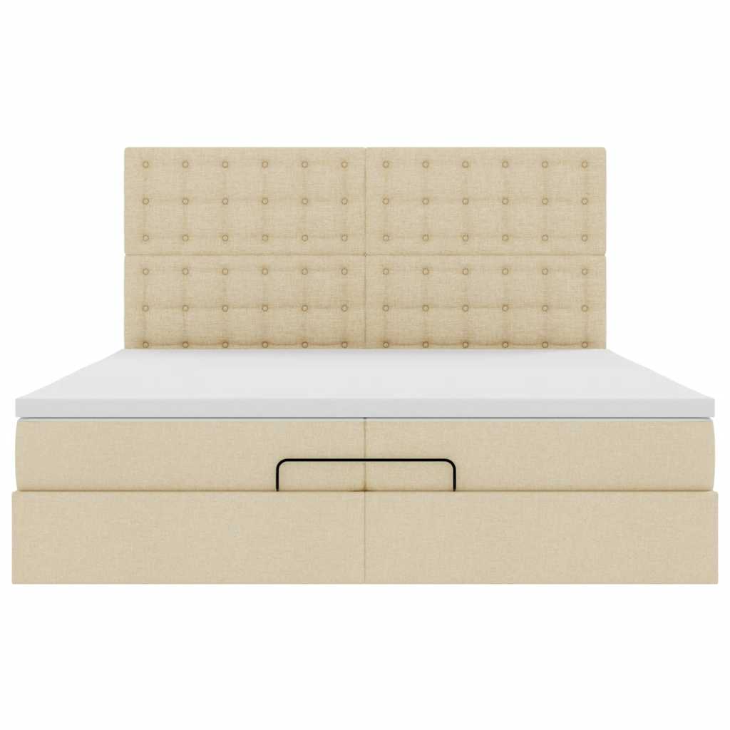 vidaXL Estructura de cama otomana con colchones tela crema 200x200cm