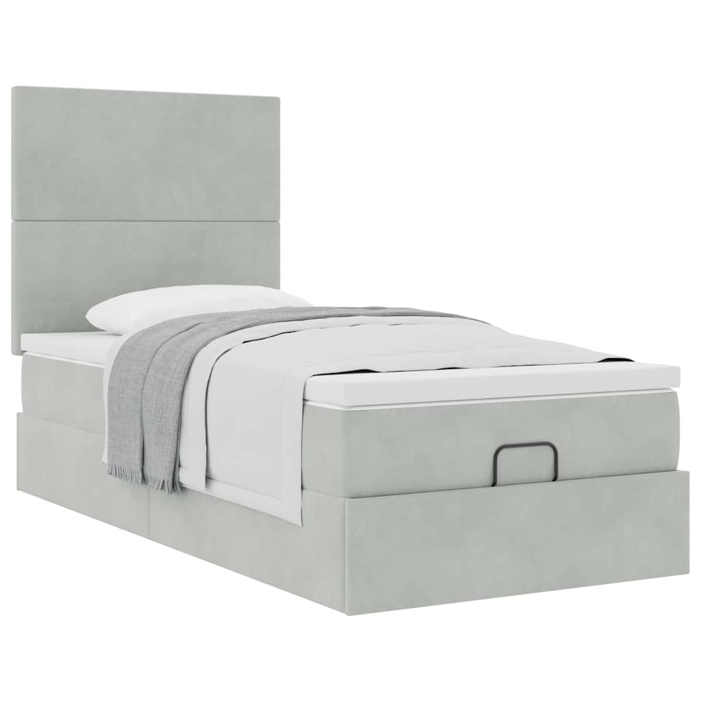 vidaXL Estructura cama otomana colchones gris claro 80x200cm