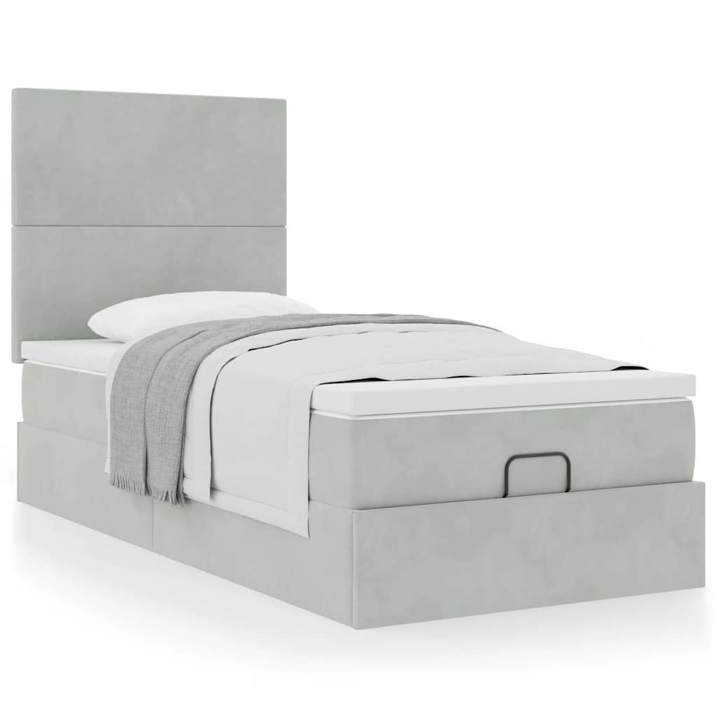 vidaXL Estructura cama otomana colchones gris claro 80x200cm