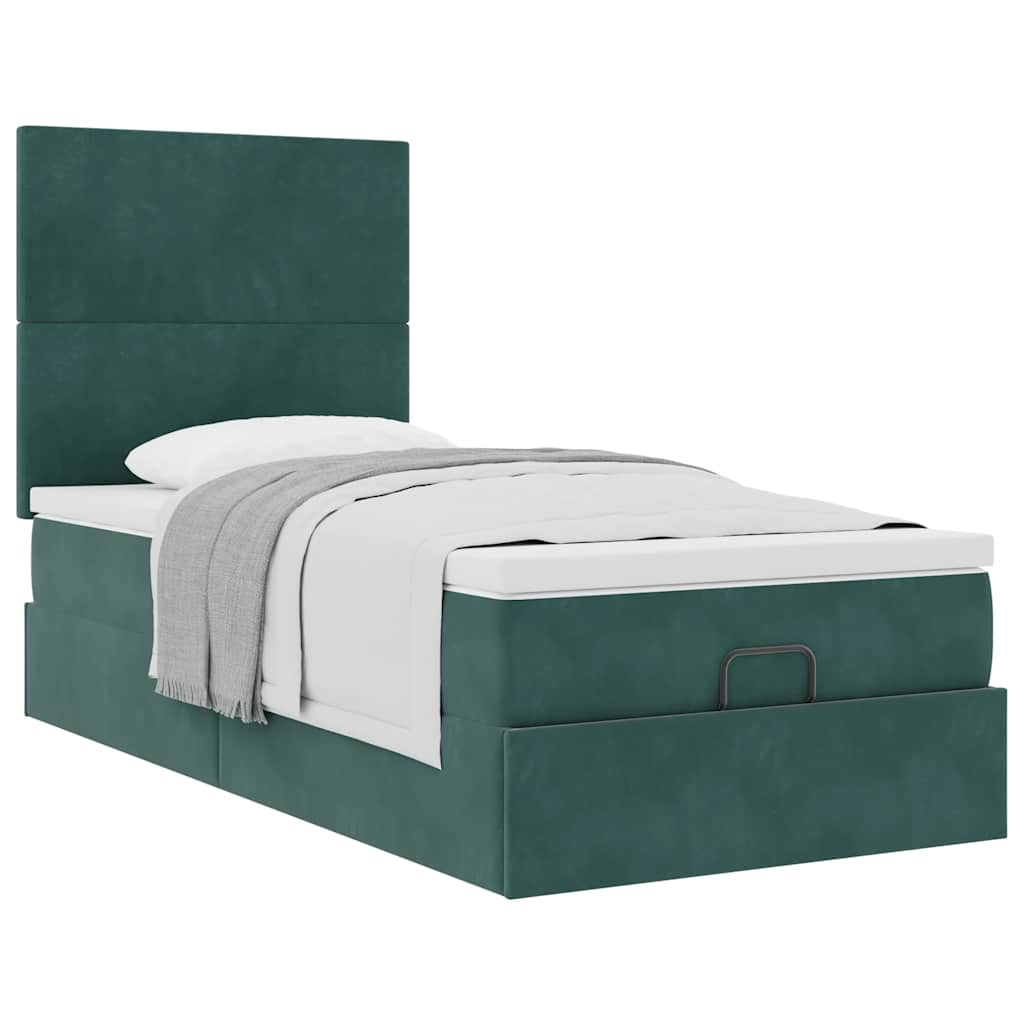 vidaXL Estructura cama otomana colchones terciopelo verde oscuro