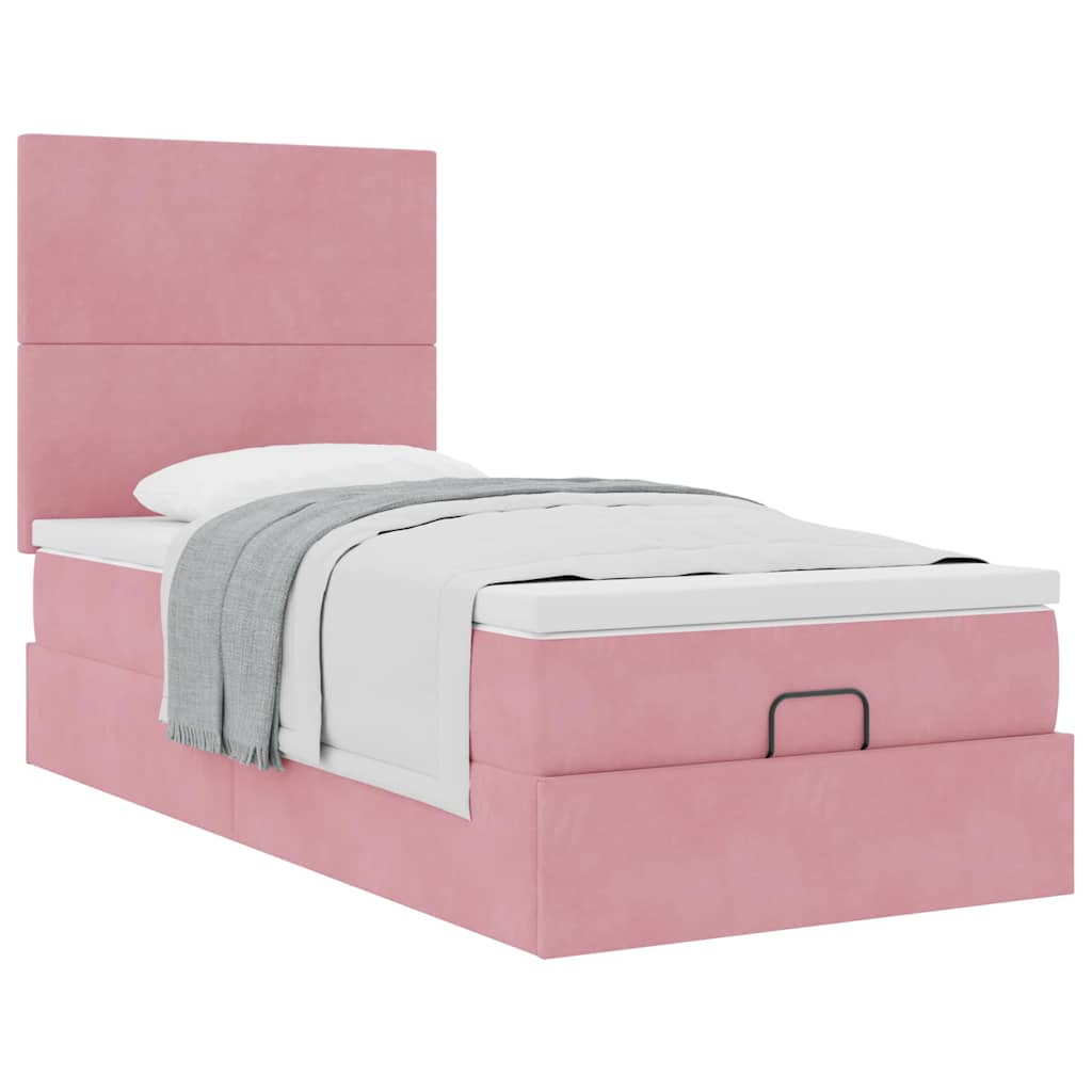 vidaXL Estructura cama otomana colchones terciopelo rosa 80x200cm