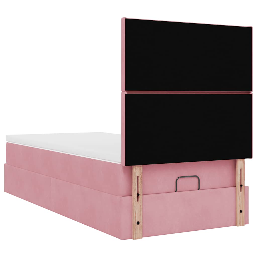 vidaXL Estructura cama otomana colchones terciopelo rosa 80x200cm