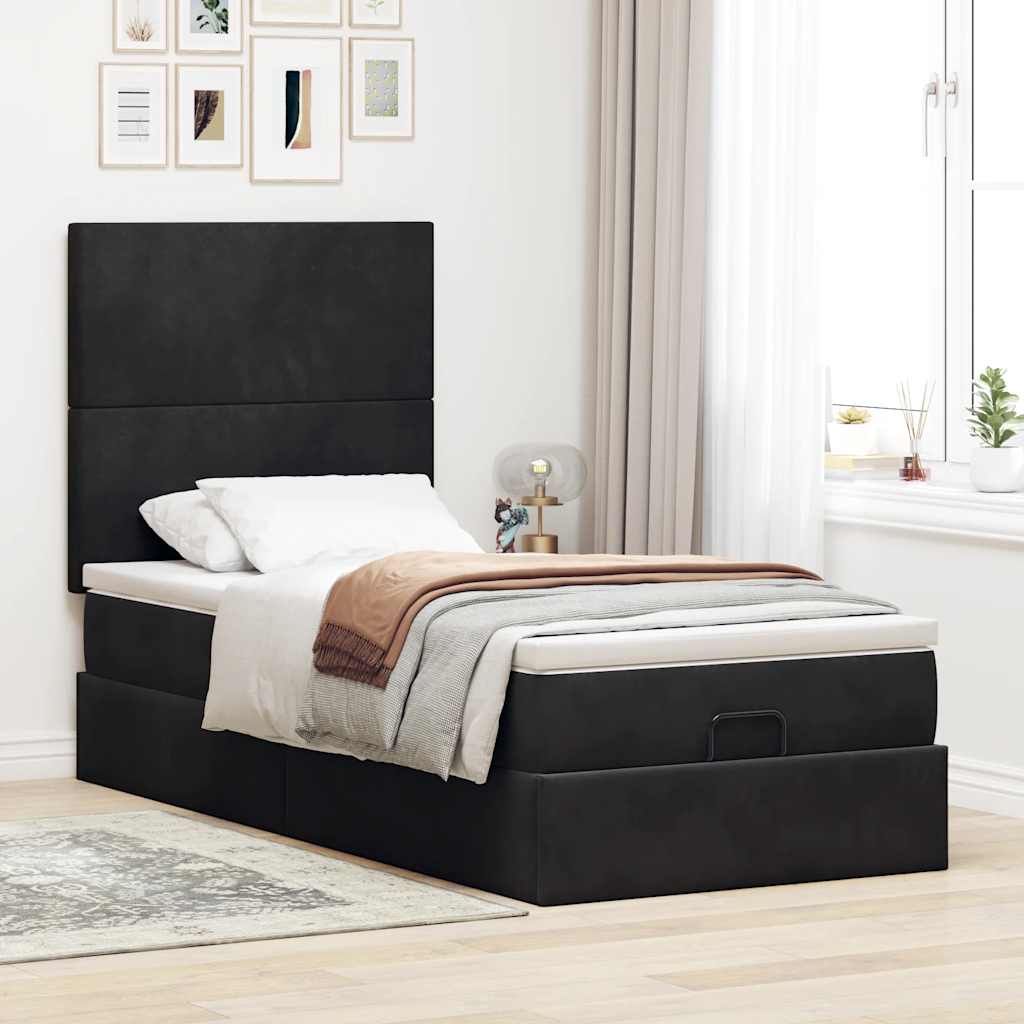 vidaXL Estructura cama otomana colchones terciopelo negra 90x190 cm