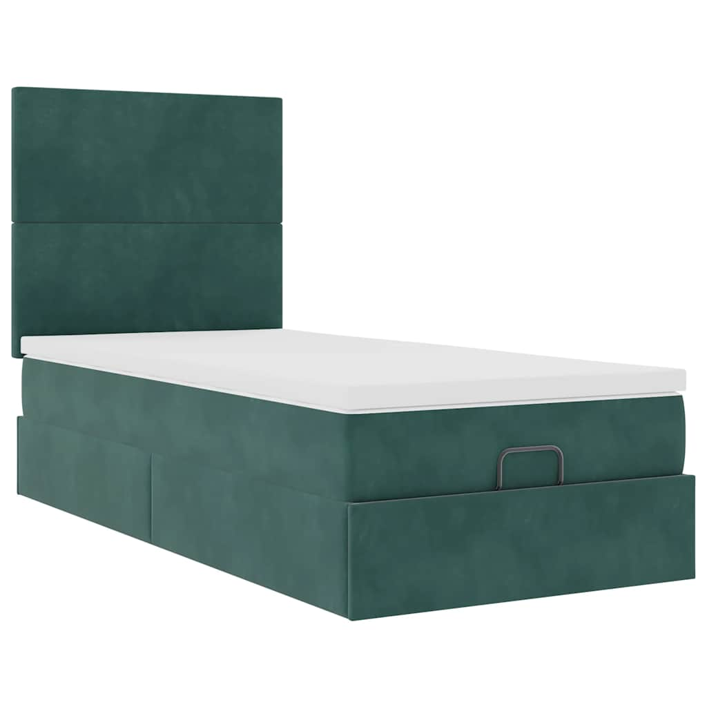 vidaXL Estructura cama otomana colchones verde oscuro 90x190cm