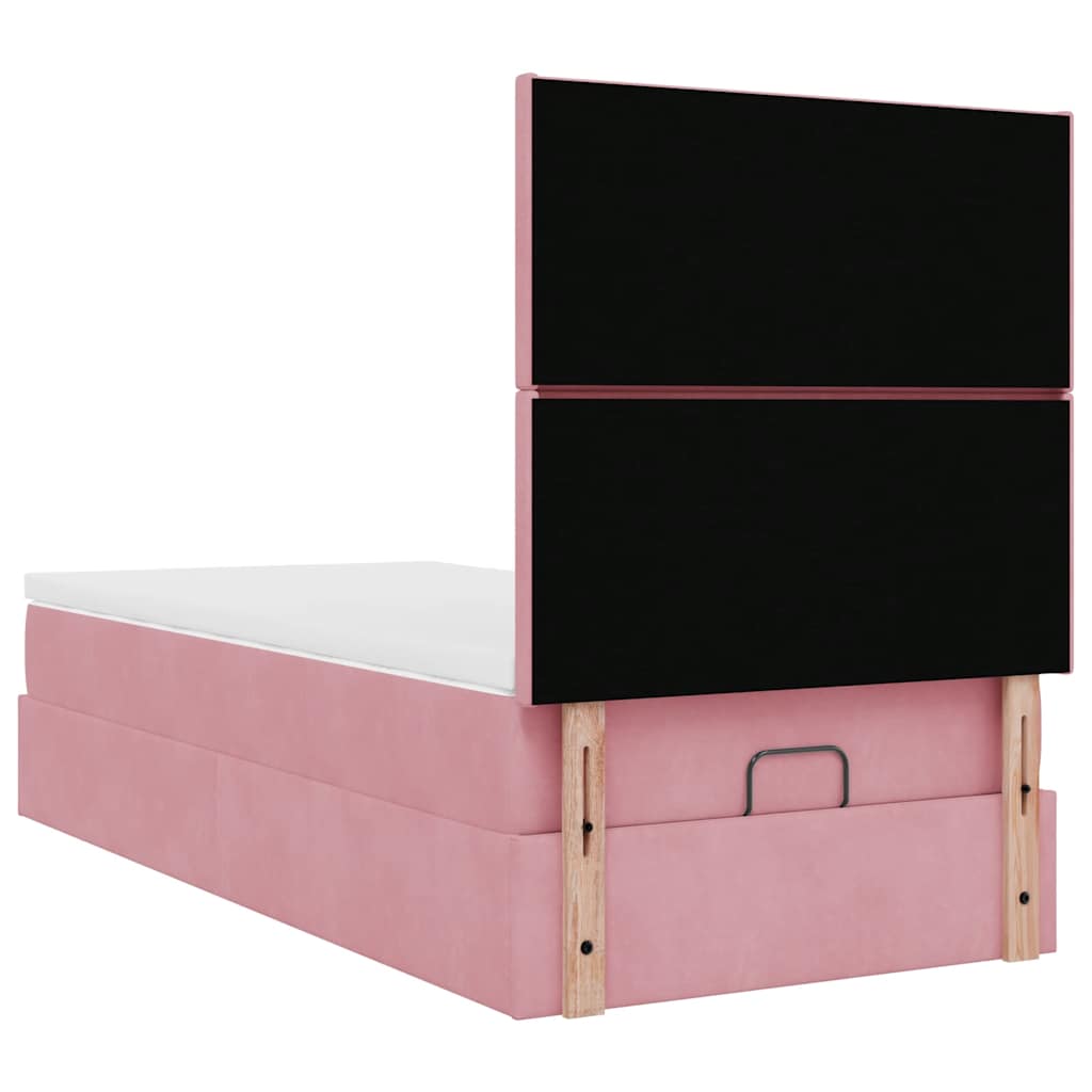 vidaXL Estructura cama otomana con colchones terciopelo rosa 90x190cm