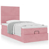 vidaXL Estructura cama otomana con colchones terciopelo rosa 90x190cm