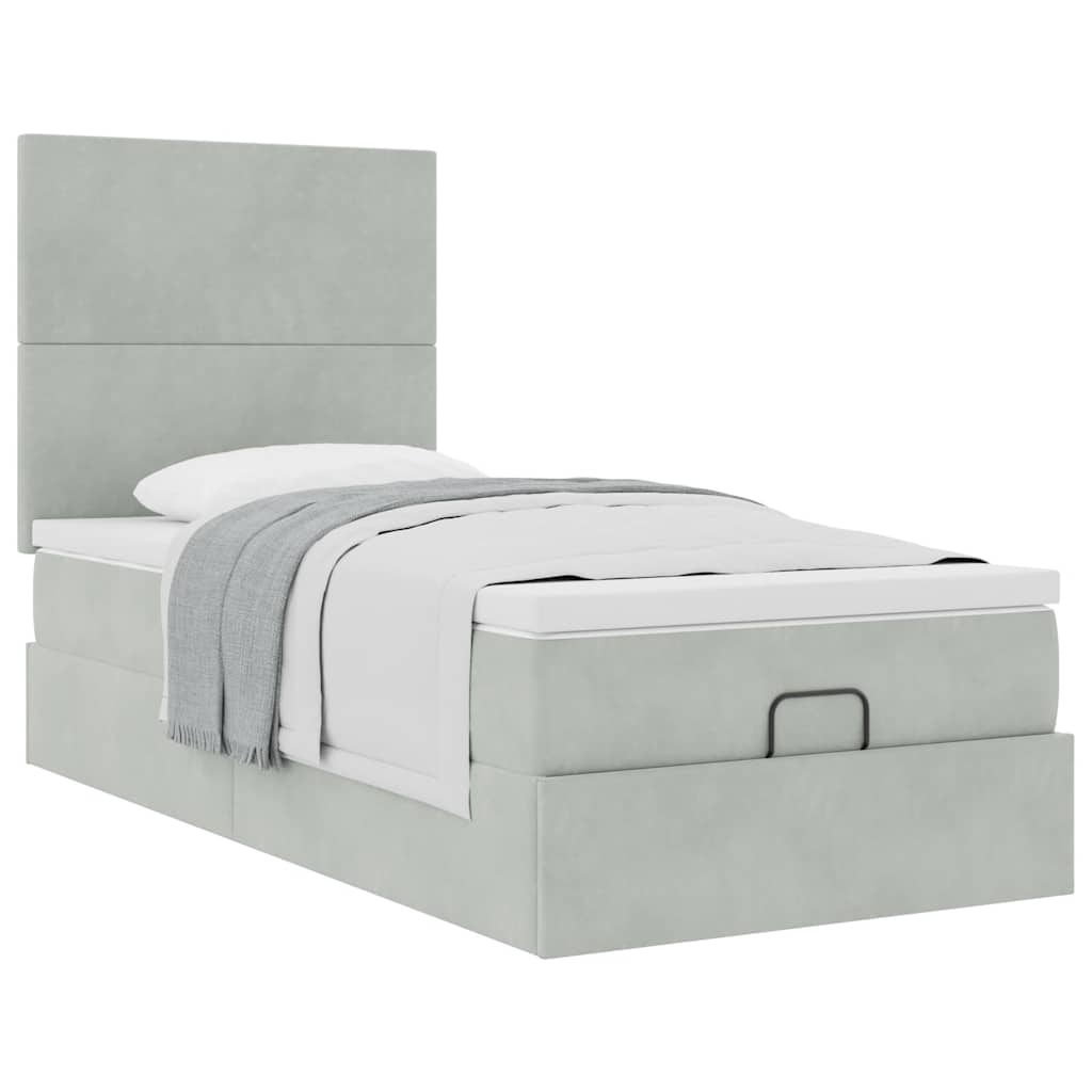 vidaXL Estructura cama otomana colchones gris claro 90x200cm