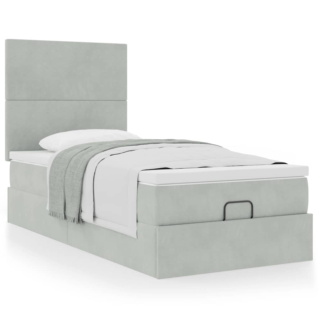 vidaXL Estructura cama otomana colchones gris claro 90x200cm