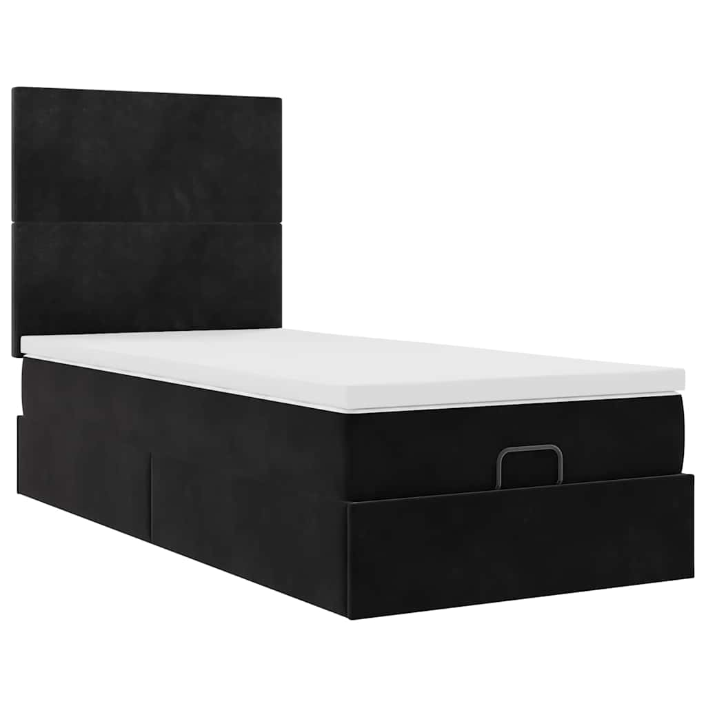 vidaXL Estructura cama otomana colchones terciopelo negro 90x200 cm