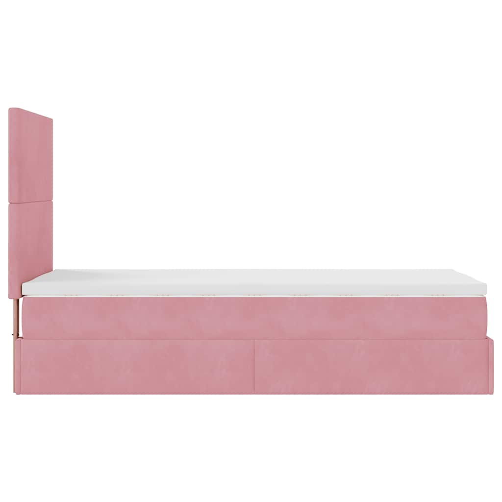 vidaXL Estructura de cama otomana colchones terciopelo rosa 90x200cm