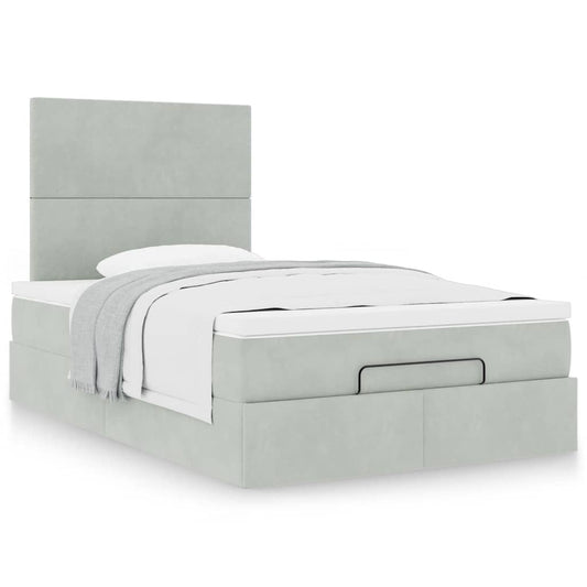 vidaXL Estructura de cama otomana colchones terciopelo gris claro