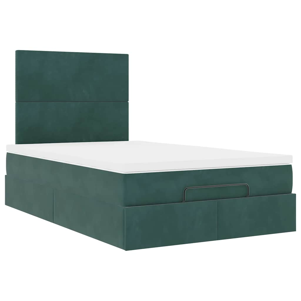 vidaXL Estructura de cama otomana colchones terciopelo verde oscuro