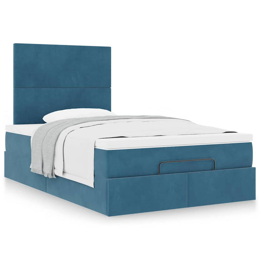 vidaXL Estructura de cama otomana colchones terciopelo azul oscuro