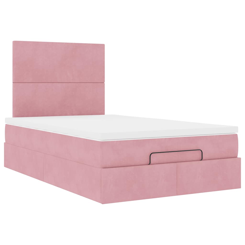 vidaXL Estructura cama otomana colchones terciopelo rosa 120x190 cm