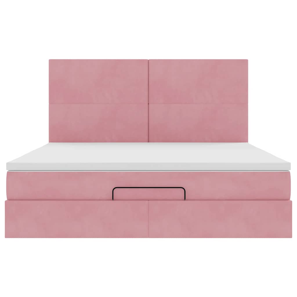 vidaXL Estructura de cama otomana colchones terciopelo rosa 180x200cm