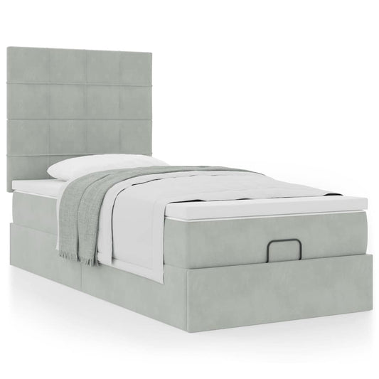 vidaXL Estructura cama otomana colchones gris claro 80x200cm