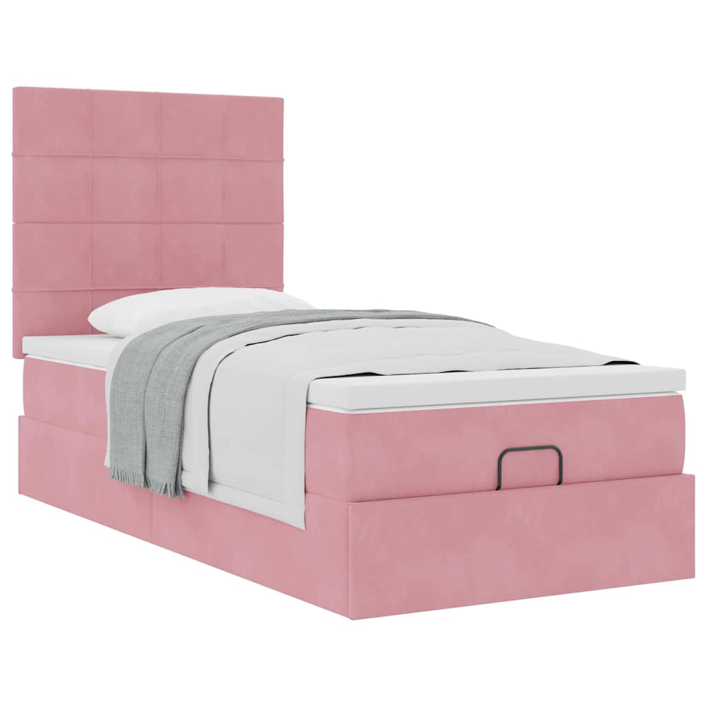 vidaXL Estructura cama otomana colchones terciopelo rosa 80x200cm