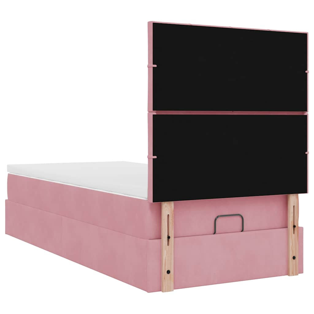 vidaXL Estructura cama otomana colchones terciopelo rosa 80x200cm